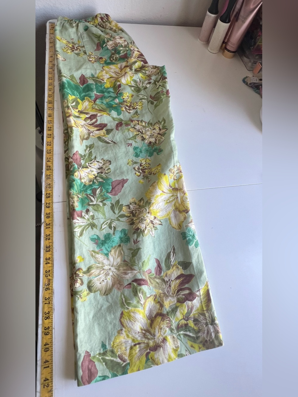 TALBOTS WIDE LEG WASHED LINEN PANTS - DYNAMIC FLORAL Green M NWT - Picture 11 of 11